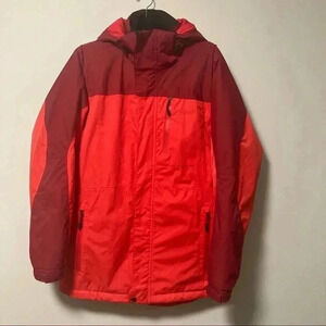 L.L.  Bean red burgundy primaloft bicolor hooded parka